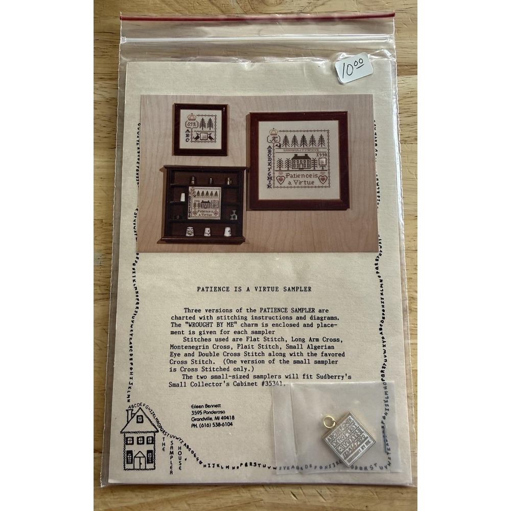 Patience‎ is a Virtue Sampler Pattern w/Charm The Sampler House Eileen Bennett
